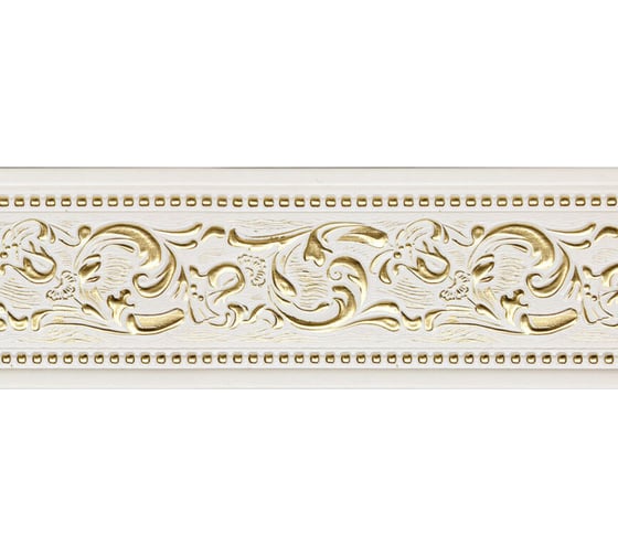 Молдинг стеновой ударопрочный влагостойкий белый с золотом Decor-Dizayn 52x11x2400 мм 156-115G