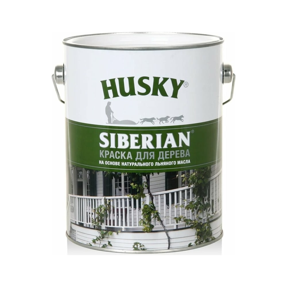 Краска для дерева Husky Siberian моющаяся полуматовая цвет белый 2.7 л