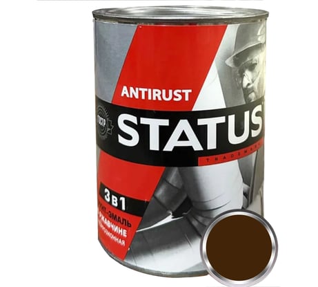 Грунт-эмаль 3в1 Радугамалер STATUS коричневая 0,8 кг 4640210902815