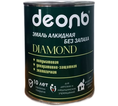 Алкидная эмаль Деоль без запаха Diamond RAL6026 зеленая 0,75л полуматовая 33513