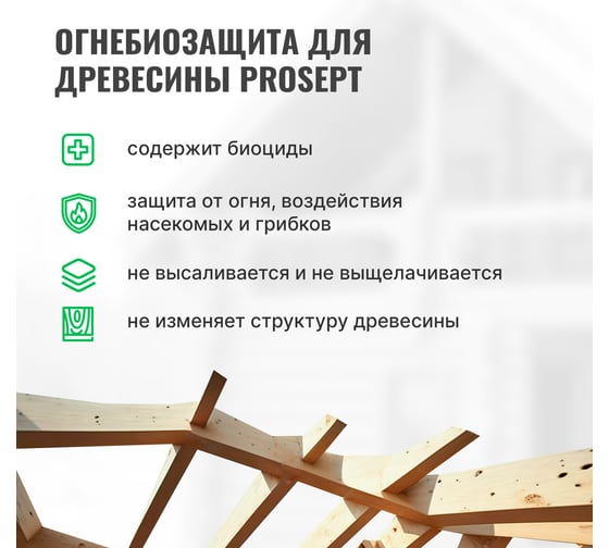 Огнебиозащита для древесины PROSEPT 2 группа, бесцветный, готовый состав, 10 кг 064 -10