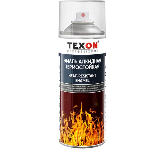 Антикоррозионная эмаль TEXON термостойкая до 400 градусов, красная, аэрозоль, 520 мл TX185351