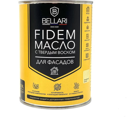Масло для фасадов Bellari FIDEM с твердым воском, темный орех, 0.9 л 29349 1