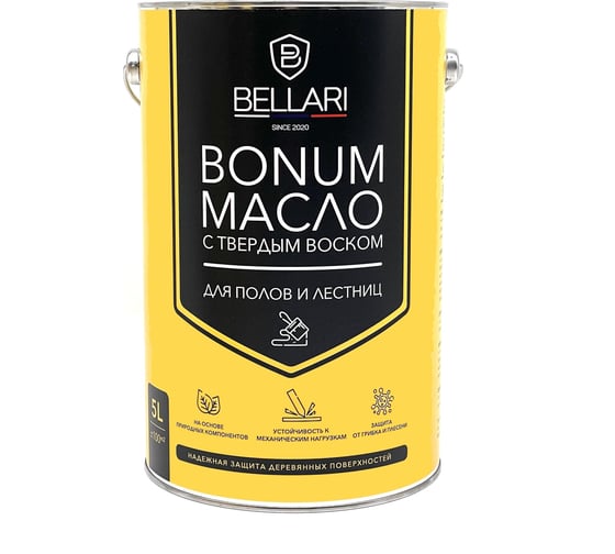 Масло Bellari BONUM для пола и лестниц, с твердым воском, изумрудный, 5 л 26720 1