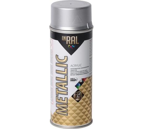 Аэрозольный акриловый лак InRal Metallic серебряный 400ml 26-7-8-005