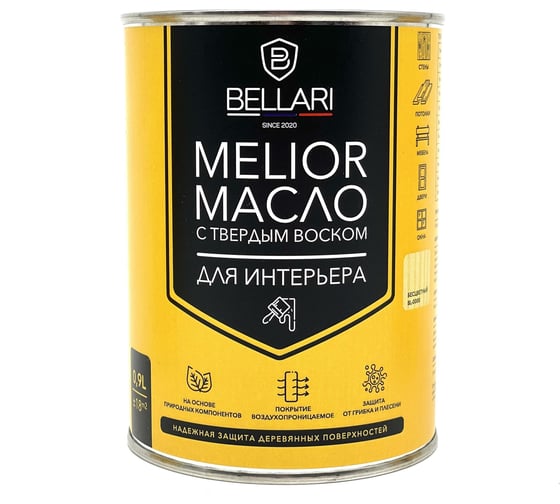Масло для интерьера с твердым воском Bellari MELIOR (темный дуб; 0.9 л) 28519 1