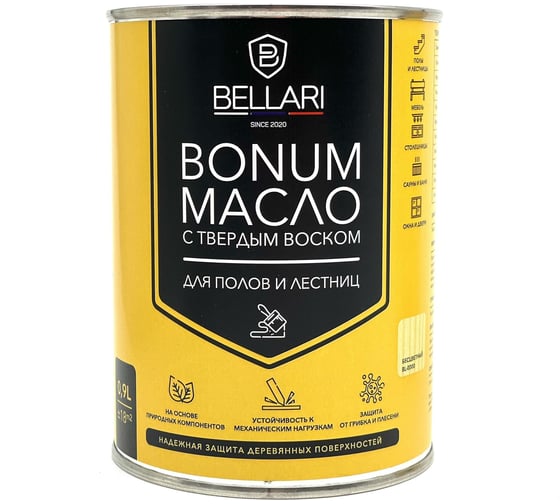 Масло для пола и лестниц с твердым воском Bellari BONUM (лазурит; 0.9 л) 28885 1