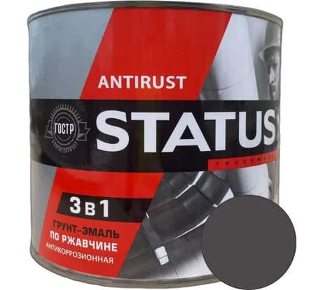 Грунт-эмаль 3в1 STATUS Радугамалер графит, 1.8 кг 4640210902471