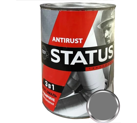 Грунт-эмаль Радугамалер 3в1 STATUS серая 0,8 кг 4640210902532 1