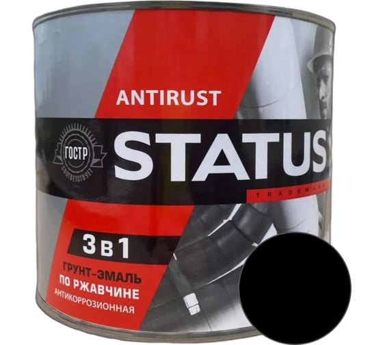 Грунт-эмаль Радугамалер 3в1 STATUS черная 1,8 кг 4640210902686 1