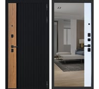 Дверь DIVA Формен Ф-6 Зеркало 2050*960, правая, черный матовый-Белый софт УТ-00084430