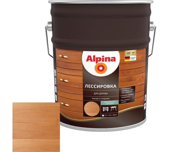 Лессировка для дерева ALPINA (рябина; 10 л) 948103904