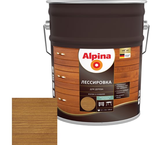 Лессировка для дерева ALPINA (тик; 10 л) 948103892