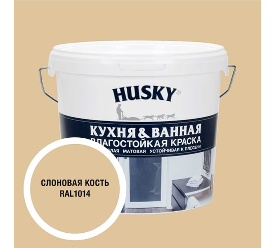 Краска для кухонь и ванных комнат HUSKY слоновая кость 5л 35125
