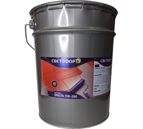 Эмаль Светофор СТАНДАРТ ПФ-266 желто-коричневая, 20 кг ЗОР00007267
