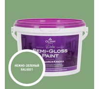 Краска моющаяся OLIMP ДЕЛЬТА для стен и потолков нежно-зеленая 2,5л 35563