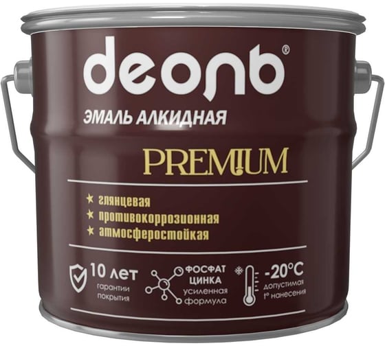 Эмаль с фосфатом цинка алкидная Деоль PREMIUM зеленый мох RAL 6005 глянцевая 5л 00033104 1