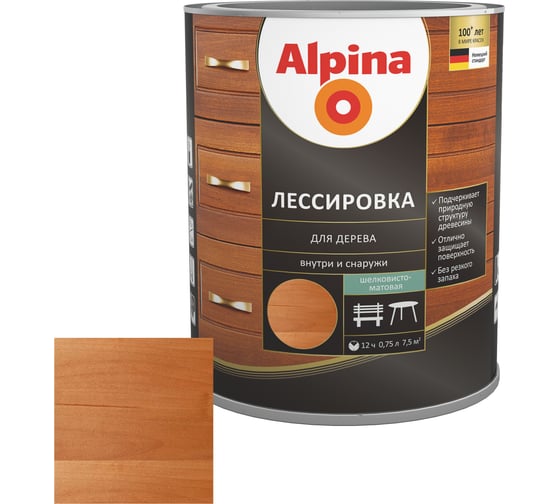 Лессировка для дерева ALPINA (рябина; 0.75 л) 948103902