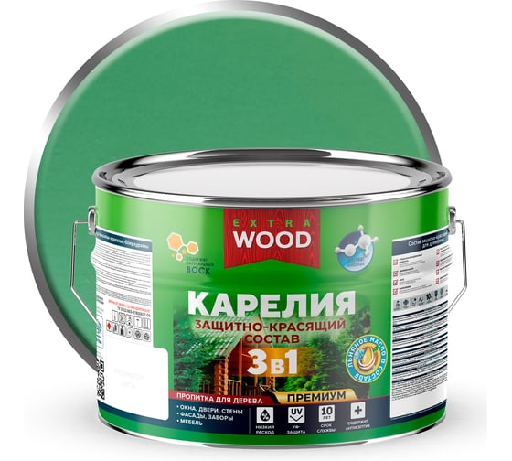 Защитно-красящий состав FARBITEX 3в1 для древесины Карелия Олива (9 л) WOOD EXT 4300016986 1