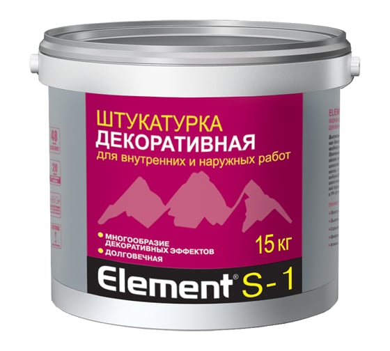 Декоративная штукатурка ALPA Элемент S-1 для внутренних и наружных работ, 15 кг 4660005410691 1
