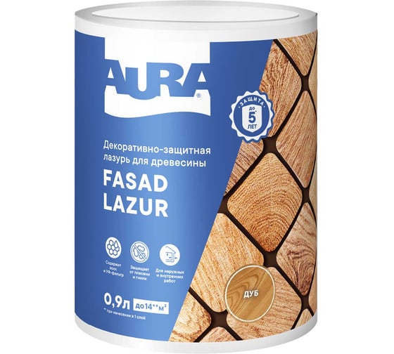 Лазурь Aura Fasad Lazur дуб, 0.9л AWW007 1