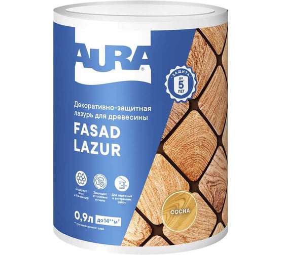 Лазурь Aura Fasad Lazur сосна, 0.9л AWW006 1
