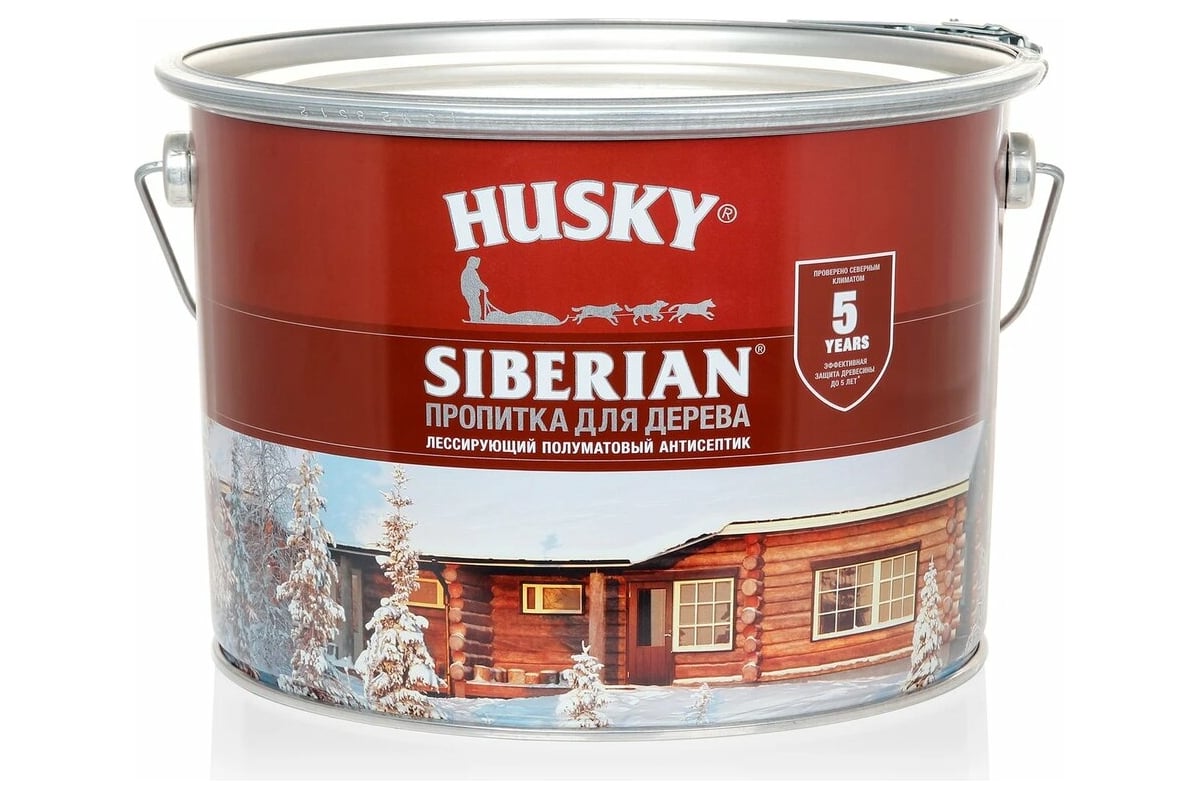 Декоративная пропитка-антисептик HUSKY SIBERIAN для дерева полуматовая  орегон 9 л 28824