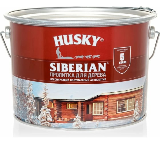 Декоративная пропитка-антисептик HUSKY SIBERIAN для дерева полуматовая орегон 9 л 28824
