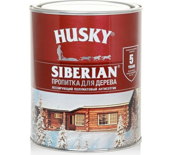 Декоративная пропитка-антисептик HUSKY SIBERIAN для дерева полуматовая калужница 0,9 л 28816