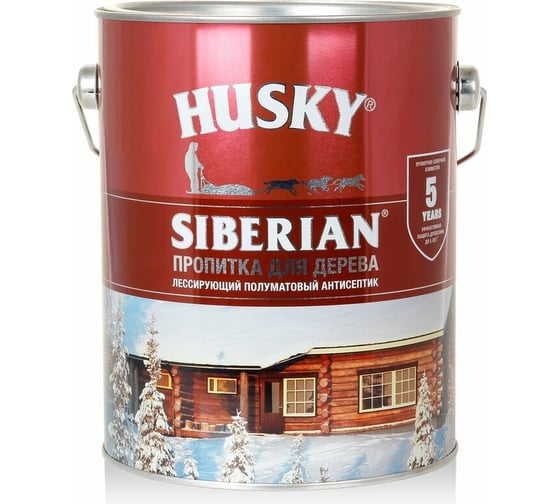 Декоративная пропитка-антисептик HUSKY SIBERIAN для дерева полуматовая белый 2,7 л 28808