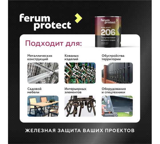 Водоразбавляемая краска-грунт FERUMPROTECT-206 (белая основа А; по черным и цветным металлам; 10 кг) ТД000003473