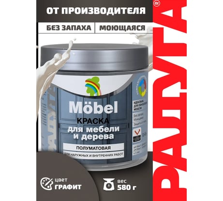 Краска Радуга ВД-АК 115 для мебели графит 0,45 л mobel_графит_045