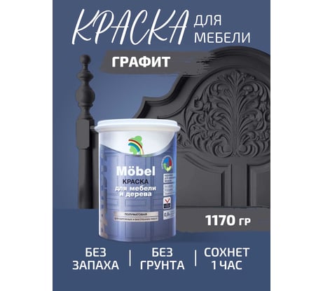 Краска Радуга ВД-АК 115_для мебели графит_0,9 л mobel_графит_0.9