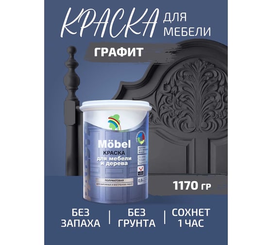 Краска Радуга ВД-АК 115_для мебели графит_0,9 л mobel_графит_0.9