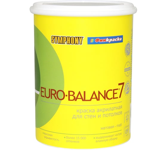 Краска SYMPHONY в/э, евро-баланс 7 А пласт., 1/0.9л пласт., oсновной 00-01100282 1