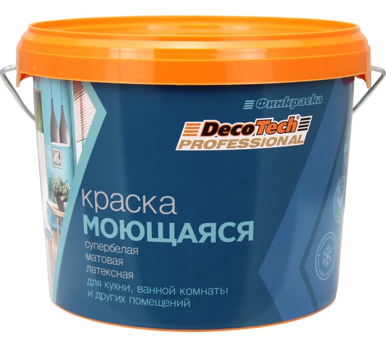 Краска в/э DecoTech, моющаяся база WA, 3/2,7л, oсновной 00-00015037