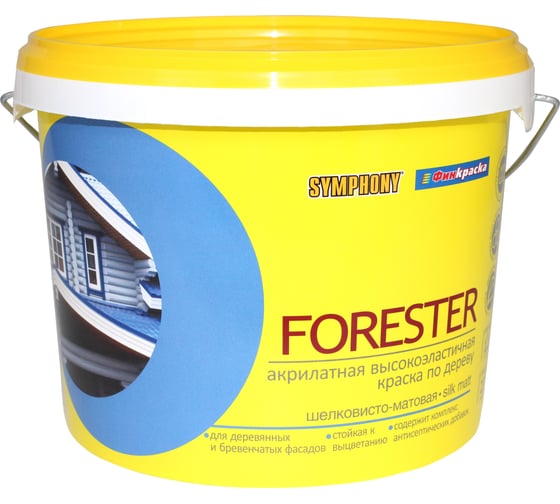 Краска фасадная по дереву SYMPHONY, форестер А пласт., 10/9л пласт., oсновной 00-01100271