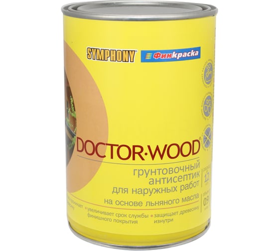 Антисептик грунтовочный SYMPHONY, доктор вуд, 1/0.9л, oсновной 00-00009739