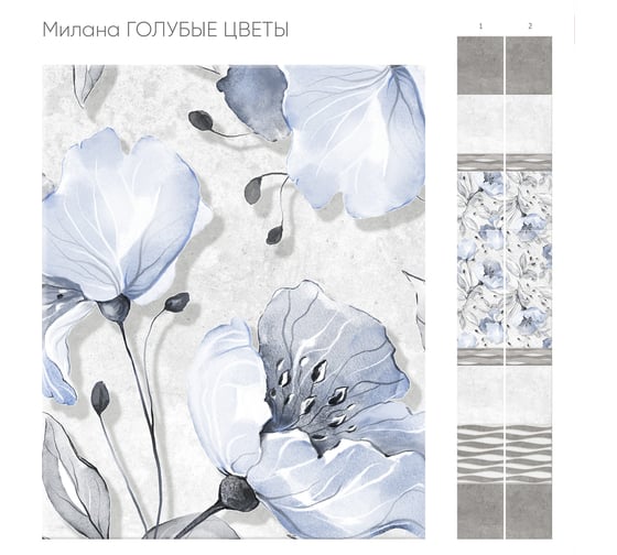 Панель ПВХ КронаПласт Unique Милана Голубые цветы 12 шт 00-00045599/12