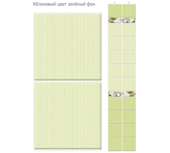 Панель КронаПласт ПВХ Unique Яблоневый цвет зеленый фон 12 шт 00-00023750/12