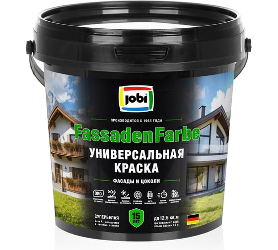 Краска универсальная фасадная JOBI JobiFasFarbe 20С 0,9л. БазаА 36398