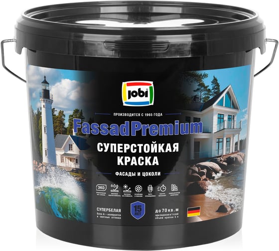 Краска фасадная JOBI JobiFasPrem 20 5л БазаА 36404