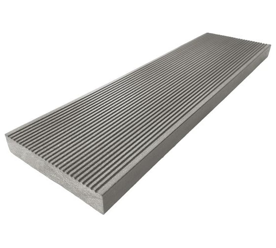 Террасная доска полнотелая MasterDeck серый узкий вельвет/тиснение под дерево 2 шт 200223300