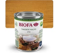 Масло тиковое для дерева универсальное BIOFA 3752, для наружных и внутренних работ, защита террас, фасадов, мебели, водоотталкивающее покрытие, цвет Форес, 125 мл 600734