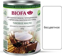 Масло тиковое для дерева универсальное BIOFA 3752, для наружных и внутренних работ, защита террас, фасадов, мебели, водоотталкивающее покрытие, бесцветное, 1 л 375211RU