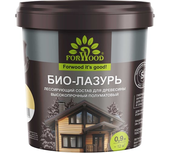 БИО-ЛАЗУРЬ для древесины Forwood сосна, лессирующий состав высокопрочный полуматовый биолазурь_сосна_0,9л