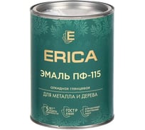Эмаль ПФ-115 для металла и дерева алкидная глянцевая Erica, 2,6 кг, RAL 7024 графитовая серая 282202