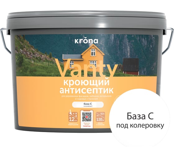 Антисептик кроющий KRONA VANTY база С 9 л 66320414