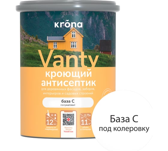 Антисептик кроющий KRONA VANTY база С 0,75 л 66320377