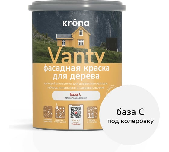 Антисептик кроющий KRONA VANTY база С 0,75 л 66320377
